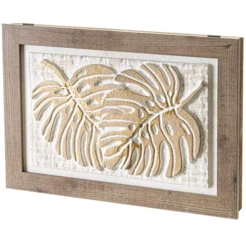 Copri Contatore Elettrico con Porta Battente Legno Naturale con Foglie Rilievo Offerta Speciale