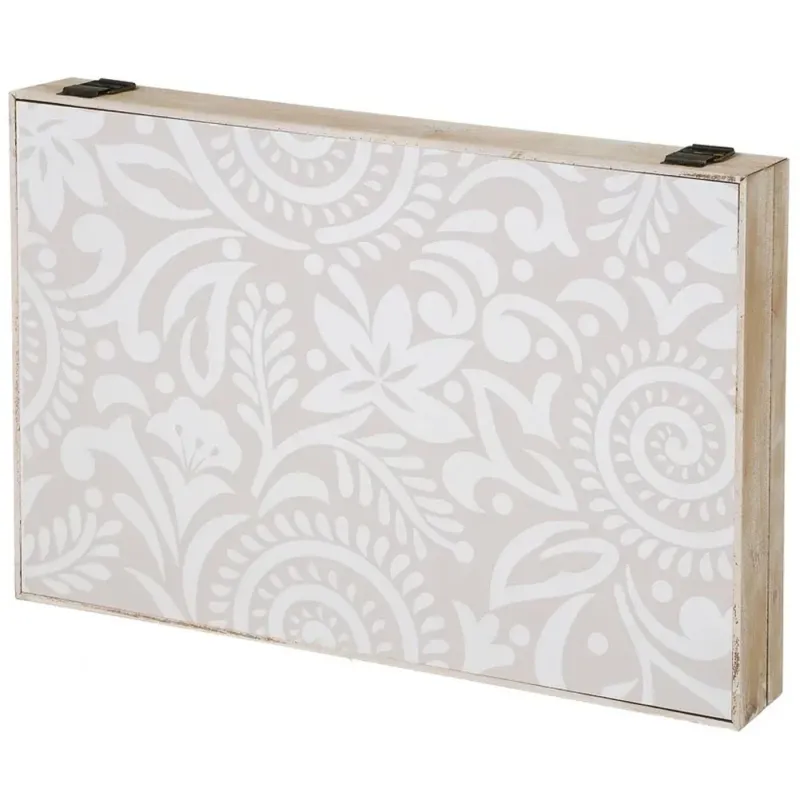 Prezzo Ridotto Copri Contatore Elettrico con Porta Battente Beige e Bianco con Trama Floreale