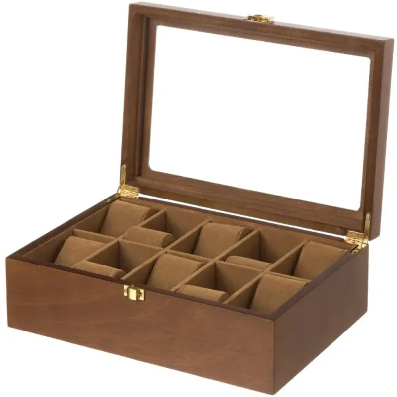 Offerta Scatola Porta 10 Orologi Portagioie Custodia Portaorologi Coperchio Trasparente