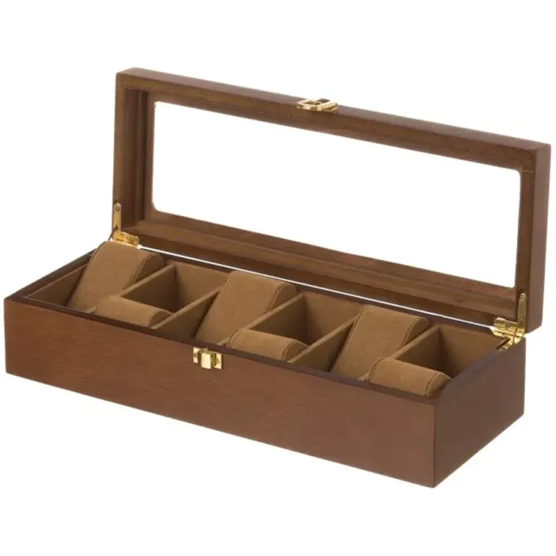 Scatola Porta 6 Orologi Portagioie Custodia Portaorologi Coperchio Trasparente Saldi