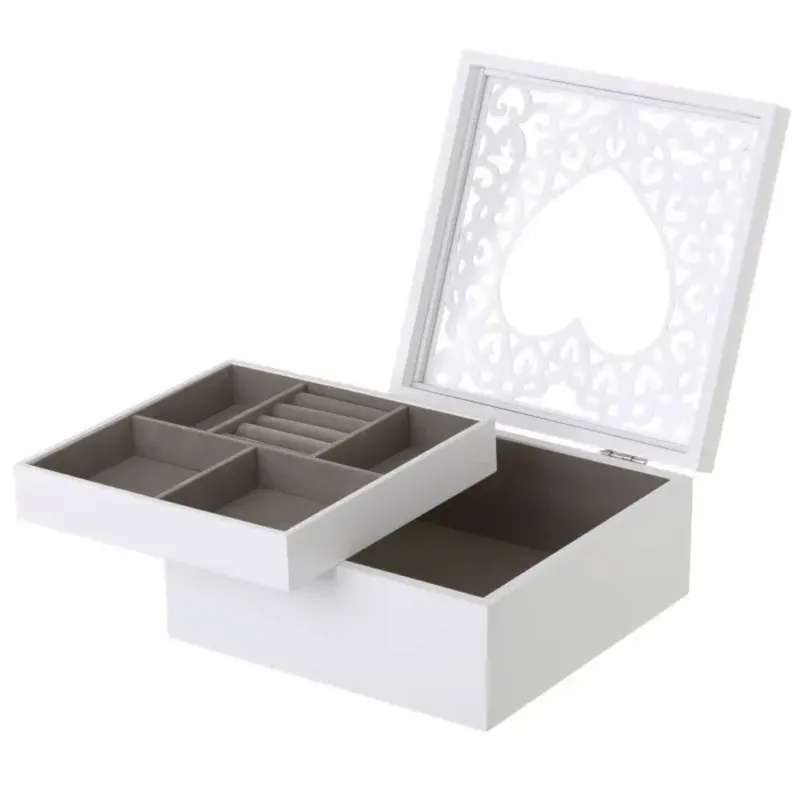 Portagioie in Legno Bianco Scatola Organizer Porta Gioielli Design Shabby Chic Soddisfatti O Rimborsati