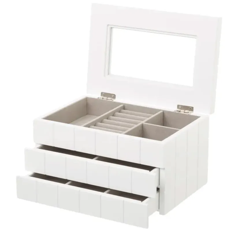 Ultima Occasione Portagioie Legno Bianco Scatola Organizer Porta Gioielli 2 Cassetti 1 Ripiano