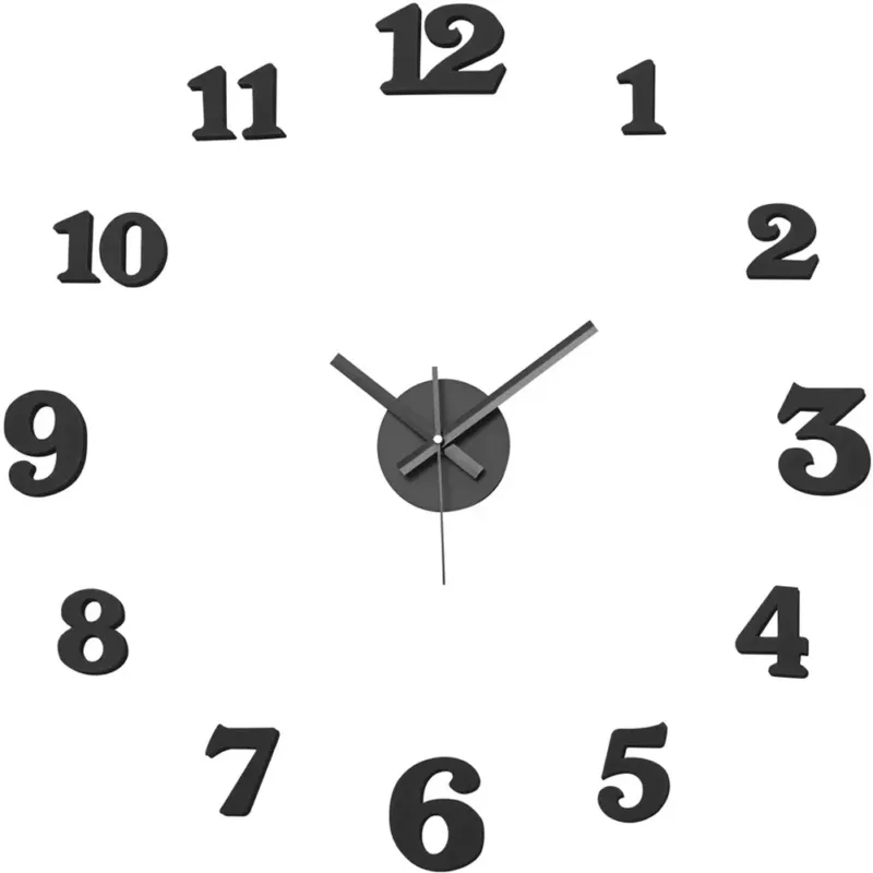 Orologio Sticker da Parete Silenzioso Nero in Plastica Design Contemporaneo Scelto Dai Clienti