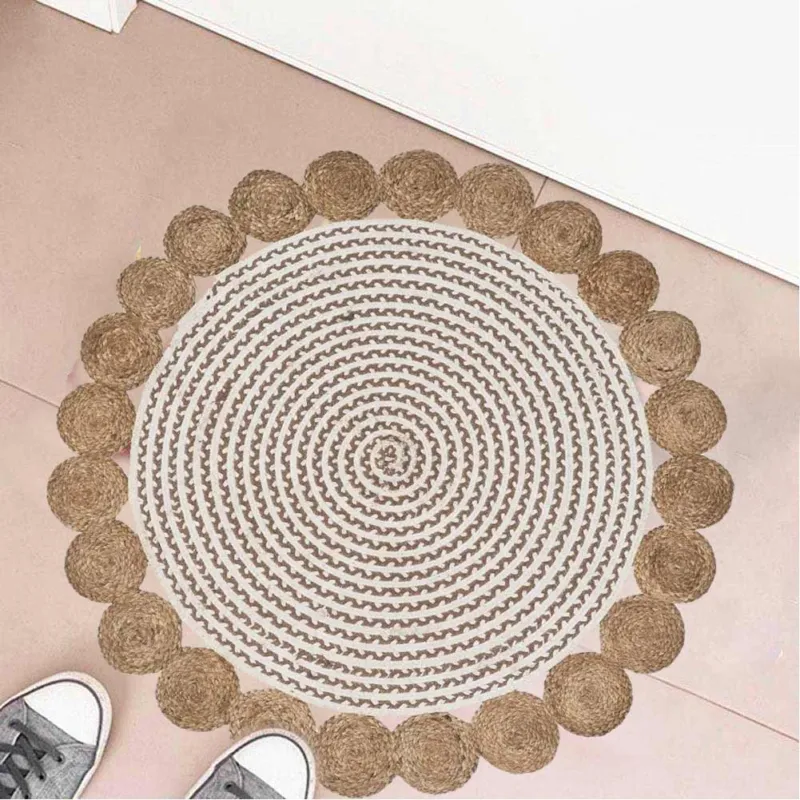 Zerbino Tappeto Ingresso Antiscivolo Rotondo Juta Iuta Stile Esotico Intrecciato Professionale