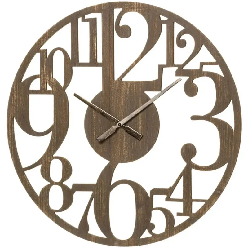 Orologio da Parete in MDF Silenzioso Marrone Design Contemporaneo 60x3,50x60 cm Affare