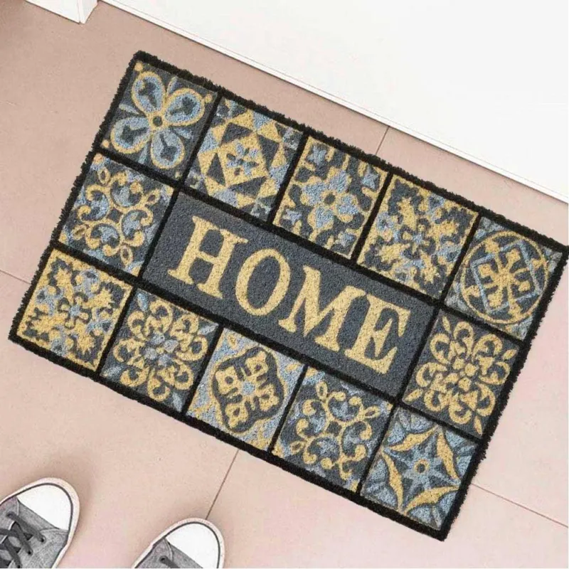 Offerta Limitata Zerbino Tappeto Ingresso Stile Mosaico Antiscivolo Fibra di Cocco Rettangolare