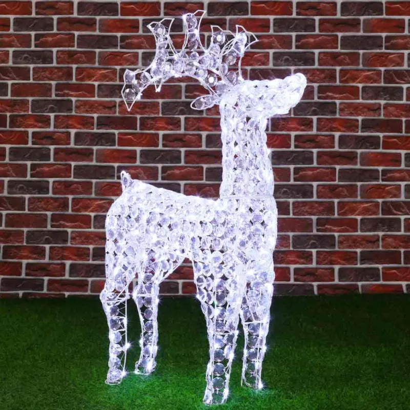 Scelto Dai Clienti Renna Natalizia Luminosa 3D in Cristalli Acrilici 200 LED Bianco Freddo H. 90 cm