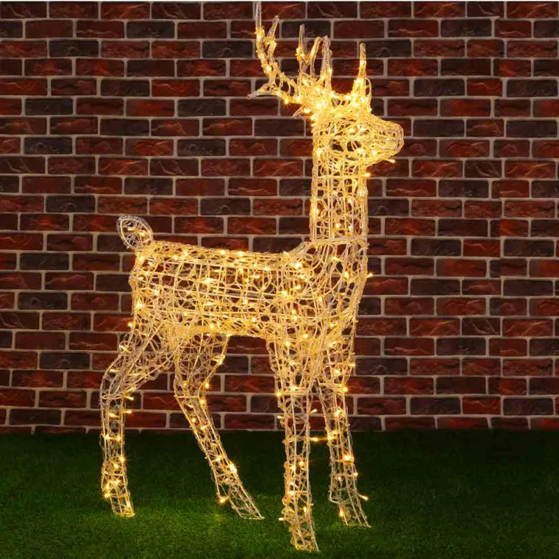 Affare Renna Natalizia Luminosa per Esterno 240 LED Bianco Caldo Cervo Grande 3D Natale