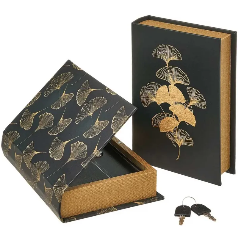 Prezzo Basso Cassaforte di Sicurezza Forma Libro Nero e Oro Porta Valori Segreto 16x5x24 cm