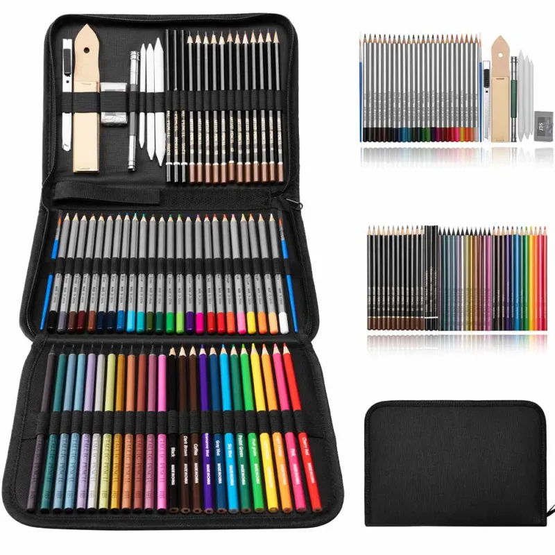 Sconto Kit Matite Colorate 73 Pezzi Artista Schizzo e Disegno Professionale Portatile