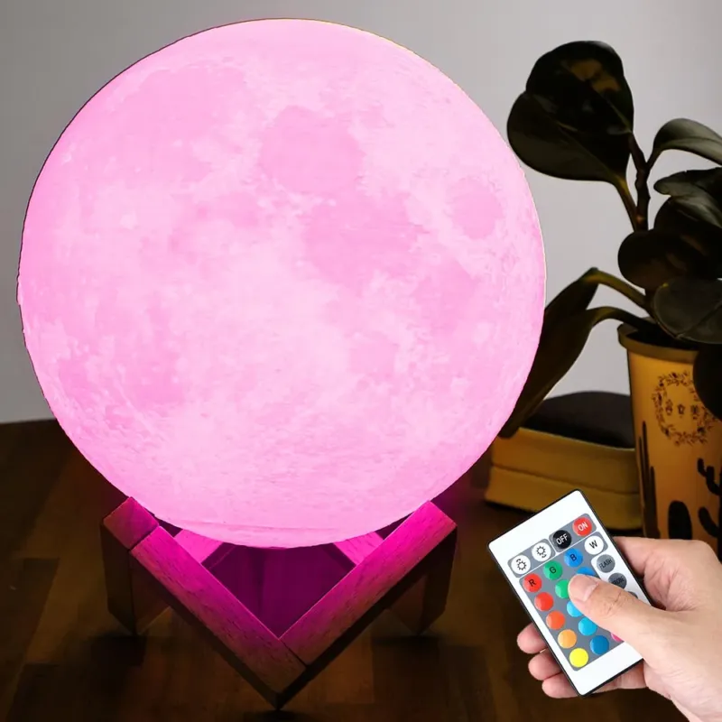 Lampada Tavolo Luna 18cm Luce LED RGB Cambio Colore Moon Lamp USB Telecomando Prezzo Scontato