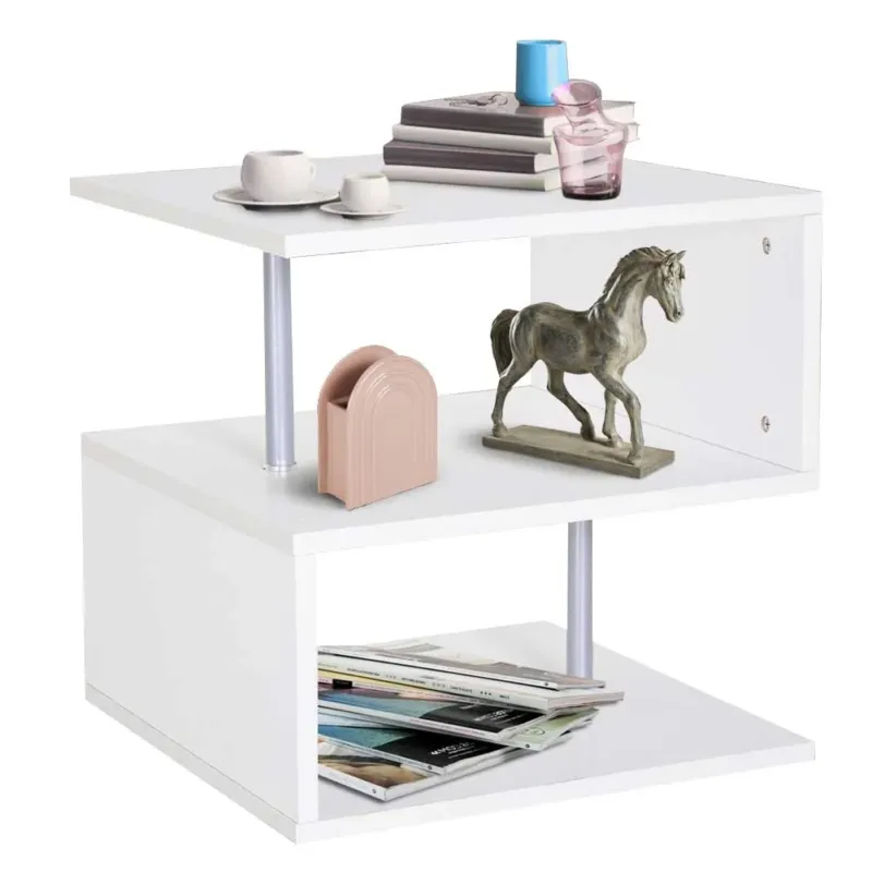 Libreria Tavolino Caffe Divano Design Moderno 3 Ripiani Casa Ufficio Bianco Prezzo Conveniente
