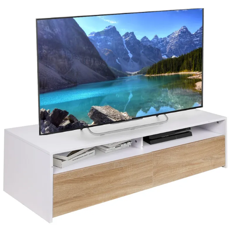 Mobile TV in Legno Mobiletto Televisione design Moderno Scomparti e Ante Quercia Economico