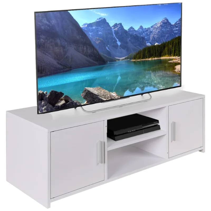 Mobile TV in Legno Mobiletto Televisione design Moderno Scomparti e Ante Bianco Prezzo Ridotto