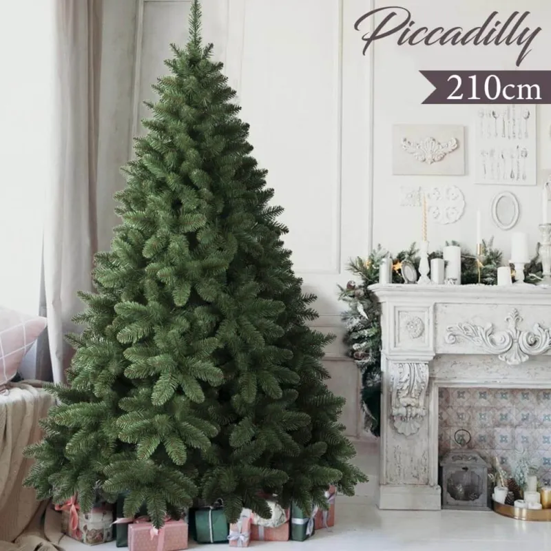 Vendita Finale Albero Di Natale 210cm Piccadilly Super Folto 850 Rami Pino Verde Base Croce