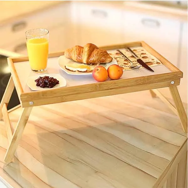 Più Venduto Vassoio per Colazione a Letto Richiudibile in Legno con Piedi Pieghevole 50x30cm