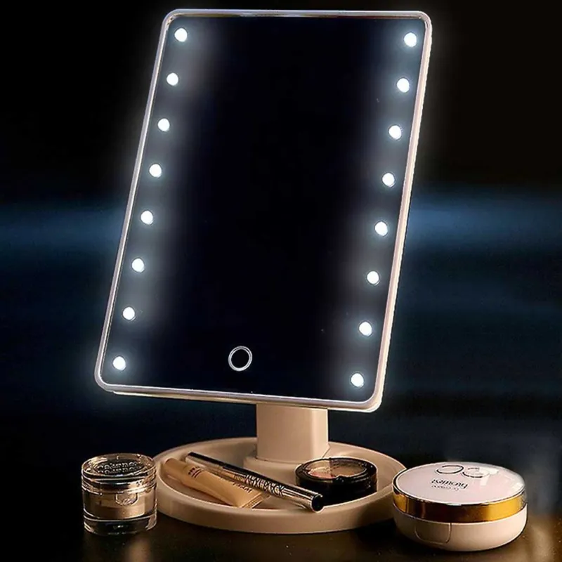 Specchio Cosmetico con 16 Luci LED Trucco Estetica e Scomparto Portagioie Bianco Offerta Del Giorno
