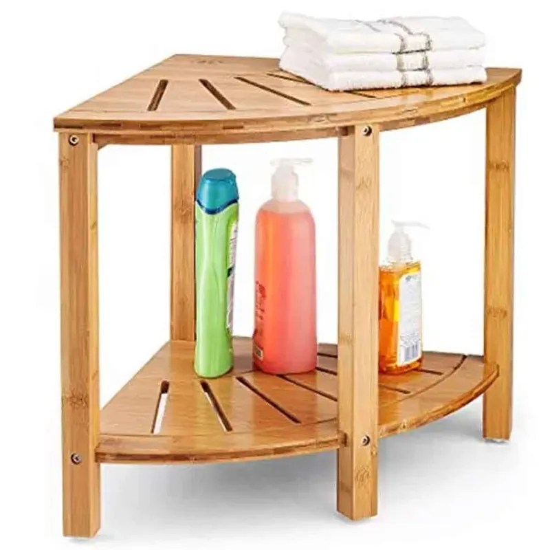 Tavolino Angolare Bagno Bambu Scaffale Sgabello Angolo 2 Ripiani Multiuso Direttamente Dal Produttore