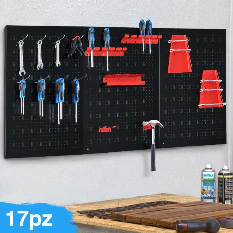 Pannello da Parete 17pz Portautensili Porta Attrezzi in Metallo Officina Garage Acquista Ora