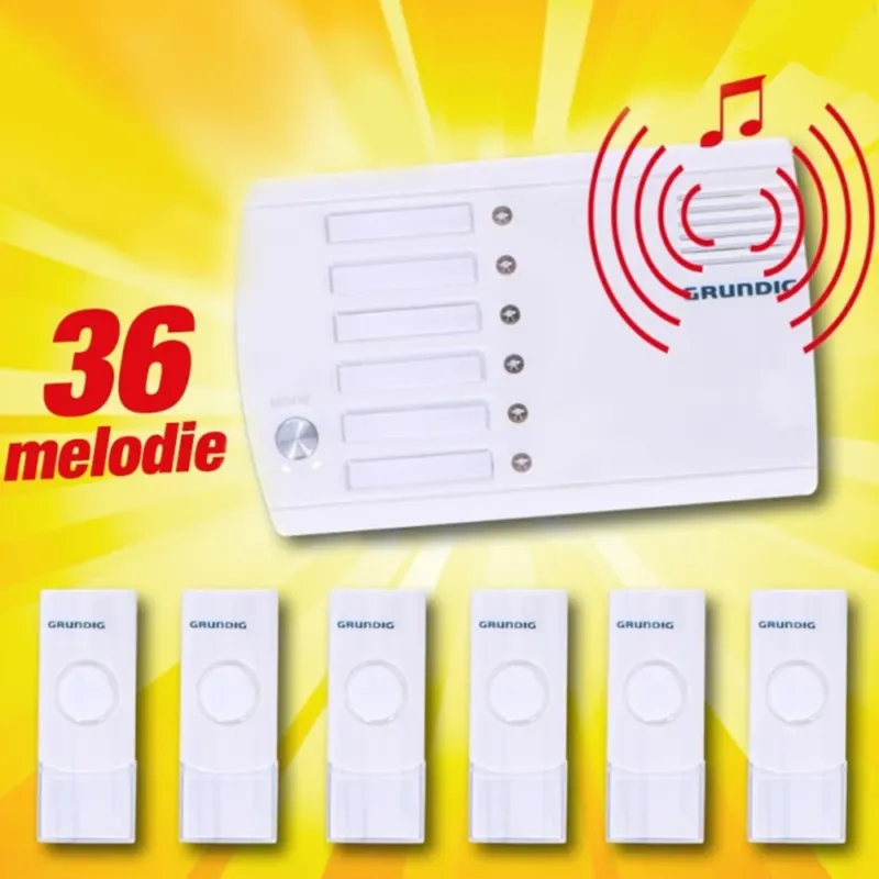 Offerta Lampo Sistema Interfono Campanello Casa 6 Canali 36 Melodie Wireless Senza Fili IP44