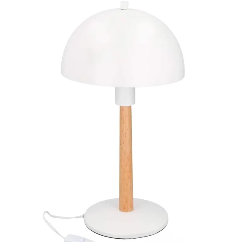 Offerta Limitata Lampada Tavolo Lume da Comodino Plastica e Legno Bianco Abatjour Design Moderno