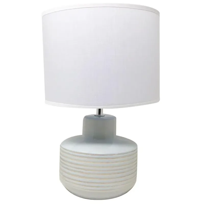 Occasione Imperdibile Lampada da Tavolo Lume Comodino Ceramica Tessuto Bianco Design Moderno Abatjour