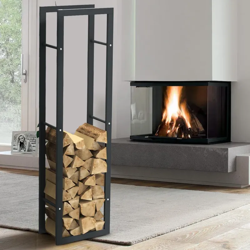 Portalegna Supporto Metallo Porta Legna Interno Legnaia Camino Stufa 150x40x25cm Professionale