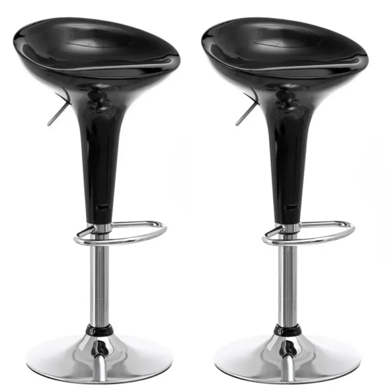 Must-Have Set 2 Sgabelli Cucina Regolabile Acciaio e ABS Sgabello Girevole Nero Casa Bar