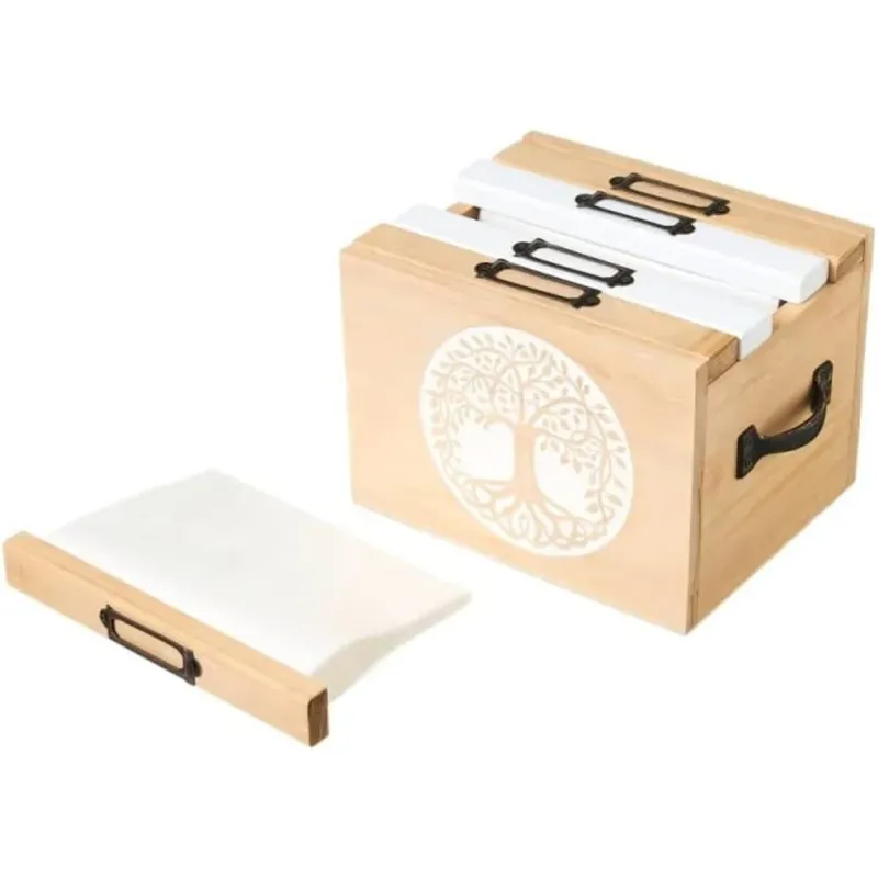 Scatola Portafoto Box Contenitore Foto Organizer in Legno Naturale Albero Vita A Buon Prezzo