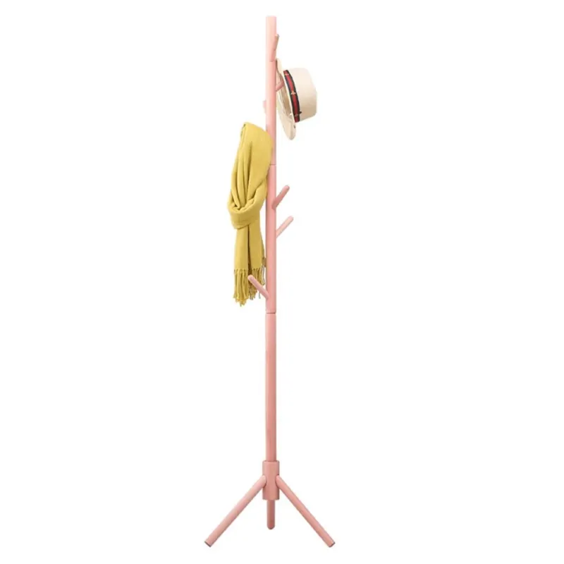 Attaccapanni Appendiabiti a Piantana in legno di betulla 8 Ganci Rosa 41x41x176 Di Tendenza