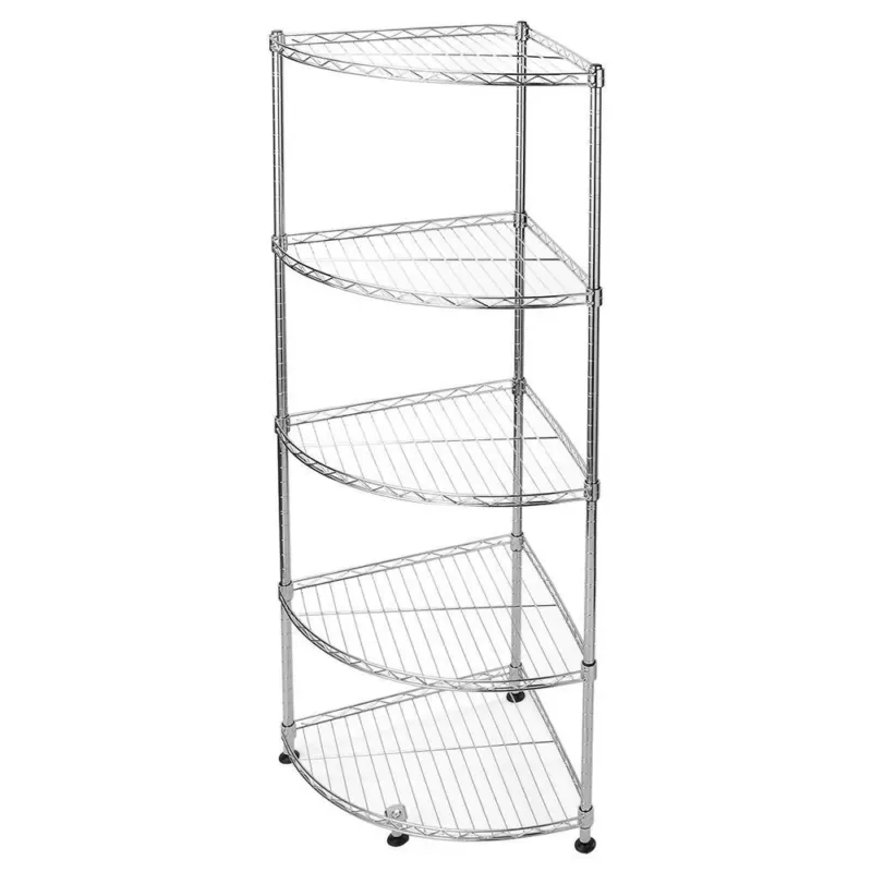Prezzo Di Fabbrica Scaffale Angolare 5 Ripiani Acciaio Mobile Libreria Angolo Multiuso 30x30x150cm