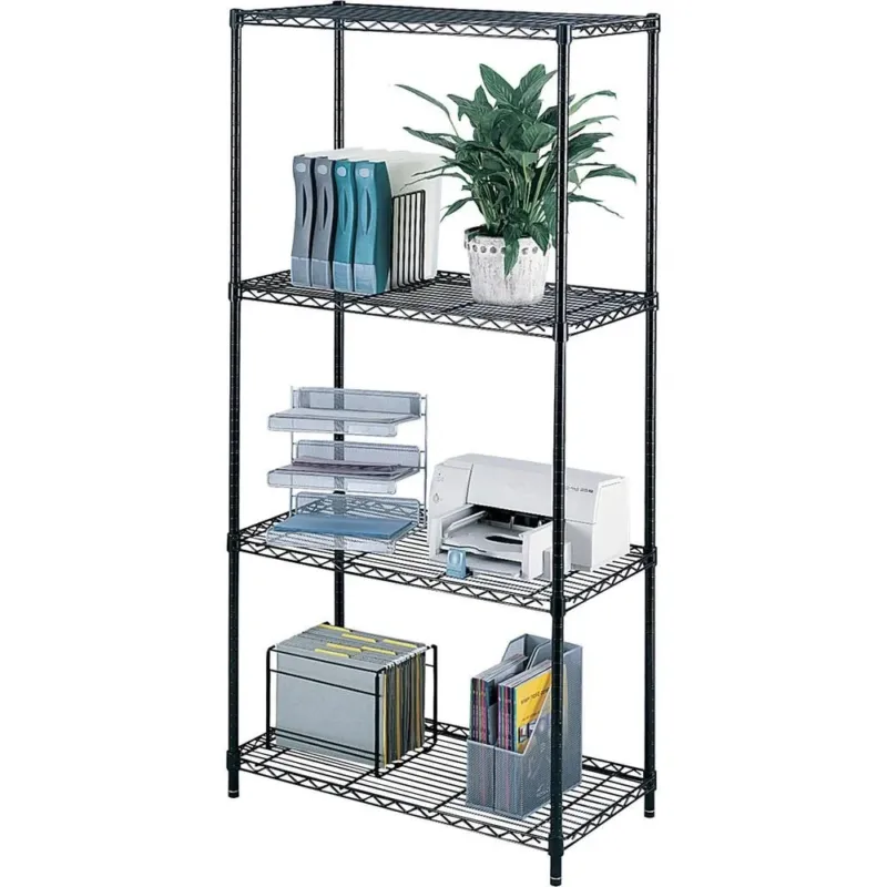 Subito Disponibile Scaffale 4 Ripiani Acciaio Inox Mobile Libreria Multiuso 90x45x180 Cromo Nero
