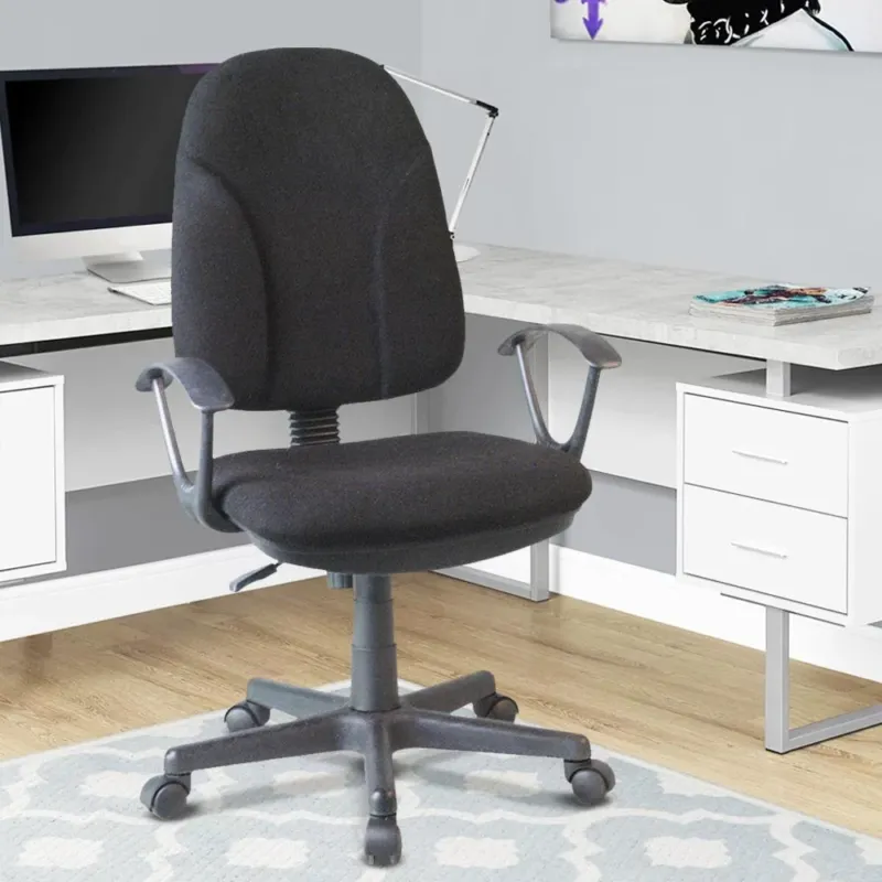 Sedia Scrivania con Ruote Girevole Poltrona Ufficio Tessuto Traspirante Nero Promozione Esclusiva