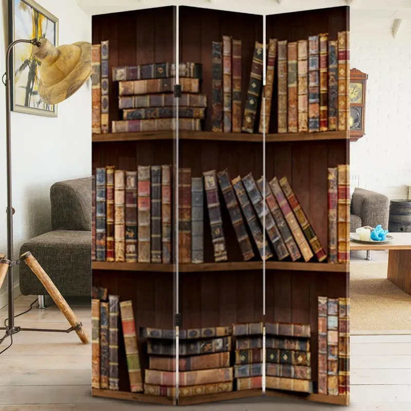 Acquista Ora Paravento Separe 3 Pannelli Stampa Fronte Retro Libreria Antic Divisorio 180x120