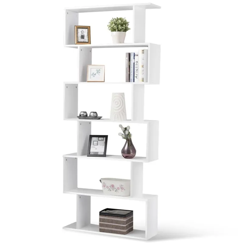 Libreria Design Moderna Scaffale 6 Ripiani 190x80x24cm Casa Ufficio Bianco Promozione