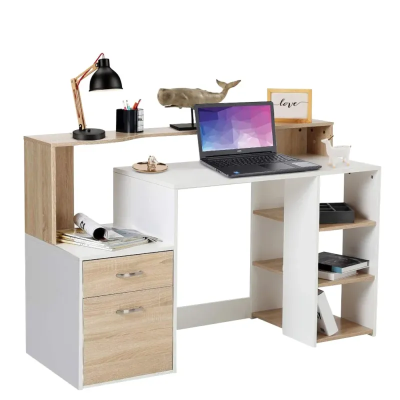 Popolare Scrivania con Cassettiera Libreria e Porta Scanner Tavolo Computer Casa Ufficio