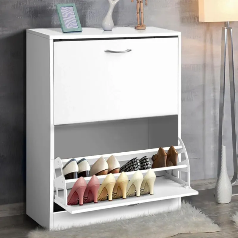 Offerta Scarpiera 2 Ante Ripiani Doppia Profondita in Melamina 60x24x83cm Colore Bianco