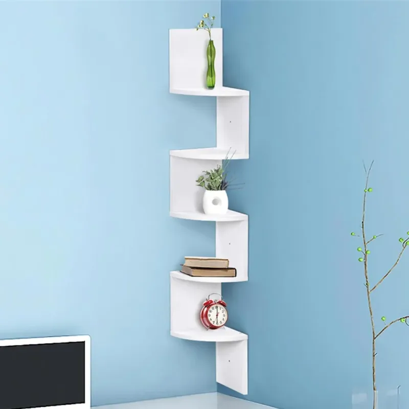 Libreria Scaffale Mensole Parete Angolare Moderna 5 Ripiani ad Angolo Bianco Spedito Oggi