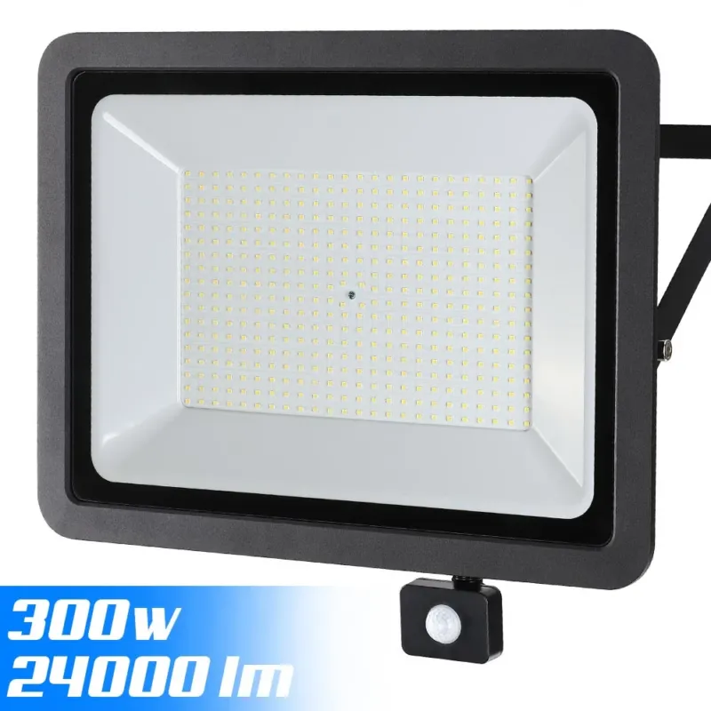 Faro LED 300W Luce Alta Luminosita 24000lm Faretto esterno con Sensore Movimento Offerta Lampo