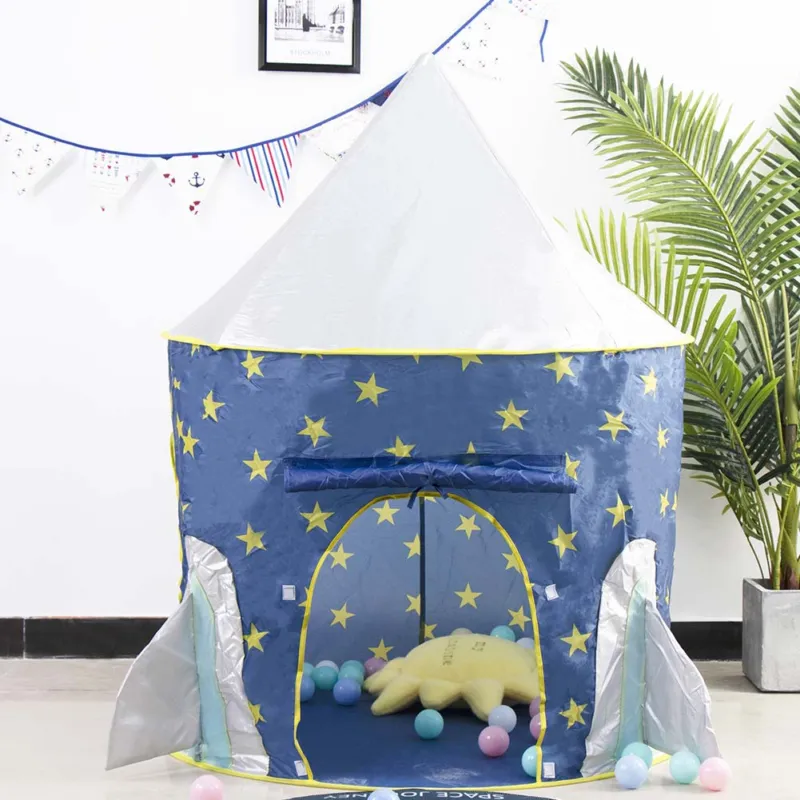 Spedito Oggi Tenda Casetta Gioco Bambini Capanna Castello Giocattolo in Tessuto 120x116 Razzo