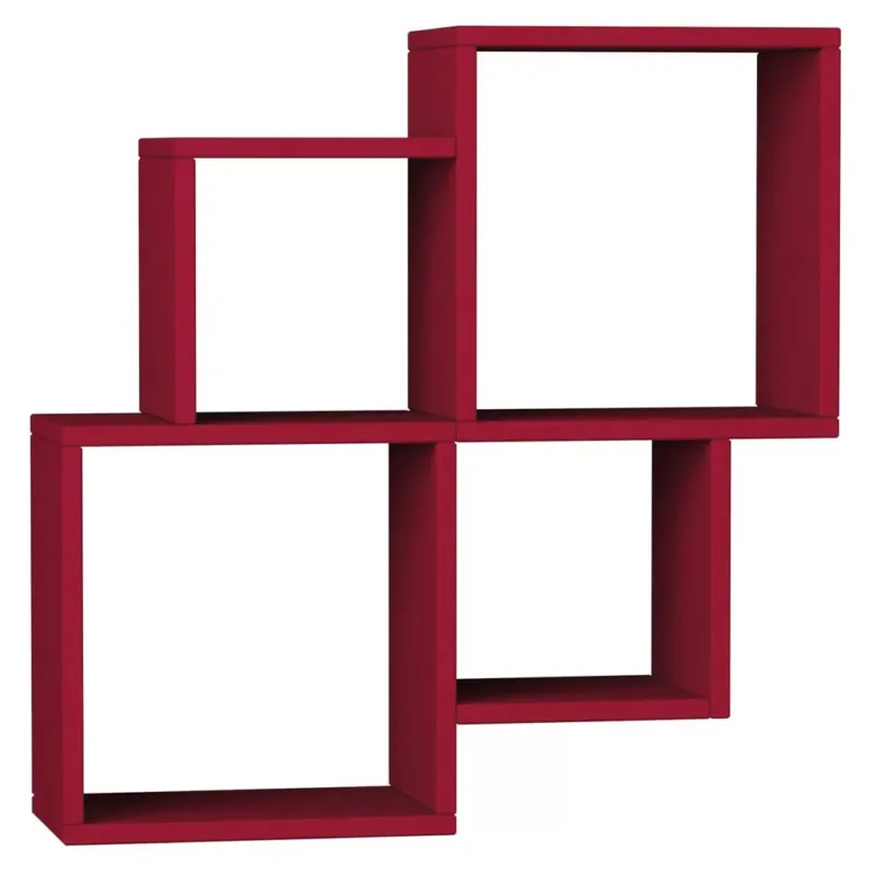 Libreria Scaffale Parete 4 Mensole Ripiani Design Moderno Legno Bordo 100x72cm Prezzo Basso