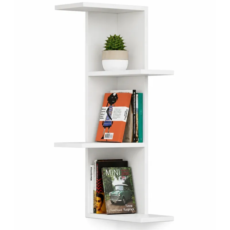 Libreria Scaffale Mensole Parete Angolare Moderna 4 Ripiani Angolo Bianco Legno Occasione