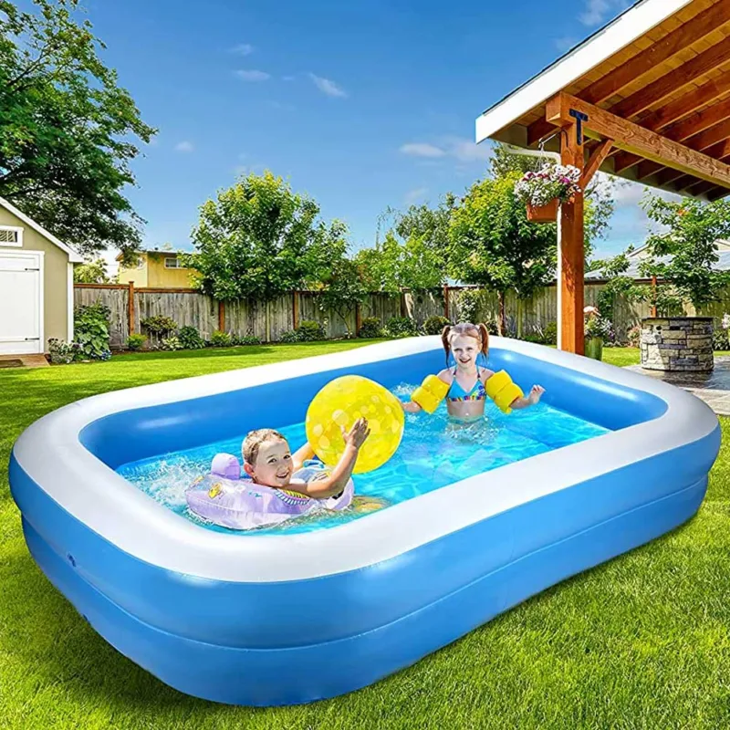 Piscina Gonfiabile Family 2 Anelli Rettangolare 262x175x51cm Giardino Mare Sconto