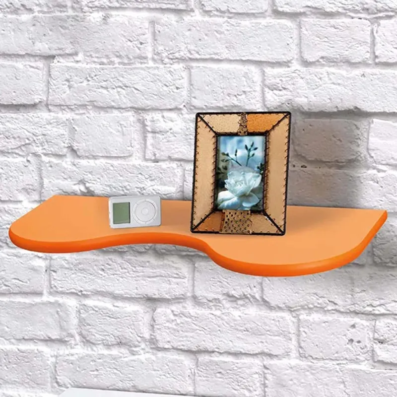 Esclusivo Mensola Parete a Onda Scaffale 56x26x2cm Libreria Legno MDF Design Moderno Aranc