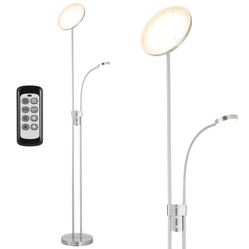 Professionale Lampada PIantana da Terra Touch LED 36W 2000Lm 2 Luci Dimmerabile + Telecomando