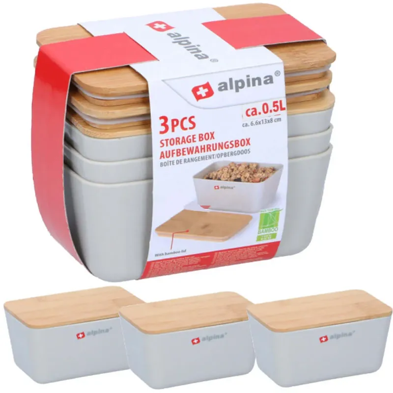 Promo Stagionale 3x Contenitori Barattoli Plastica Alimenti Ciotole Portapranzo + Coperchio 0,5Lt