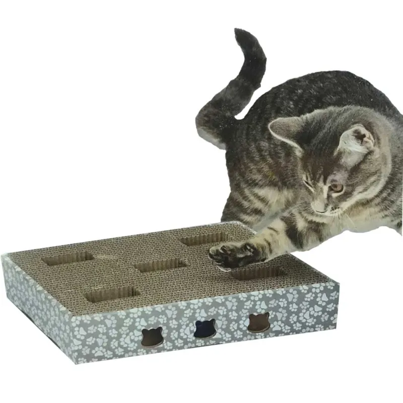 Novità Tiragraffi Gioco Gatto in Cartone Supporto Tira Graffi Unghie con Giocattolo