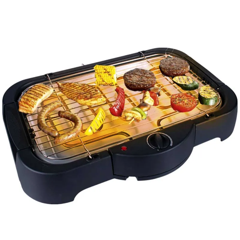 Must-Have Barbecue Elettrico da Tavolo Griglia bbq con Termostato Regolabile 2000W Nero