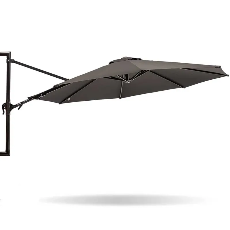 Ombrellone Giardino Parete 270cm Palo Struttura Muro Alluminio Gazebo Nero Prezzo Di Fabbrica