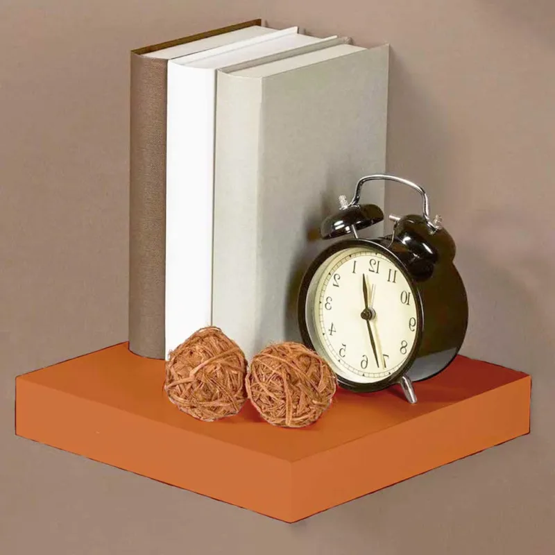 Mensola Parete Quadrata Scaffale 25x25x4cm Libreria Legno MDF Arancione Moderna Nuovo Arrivo